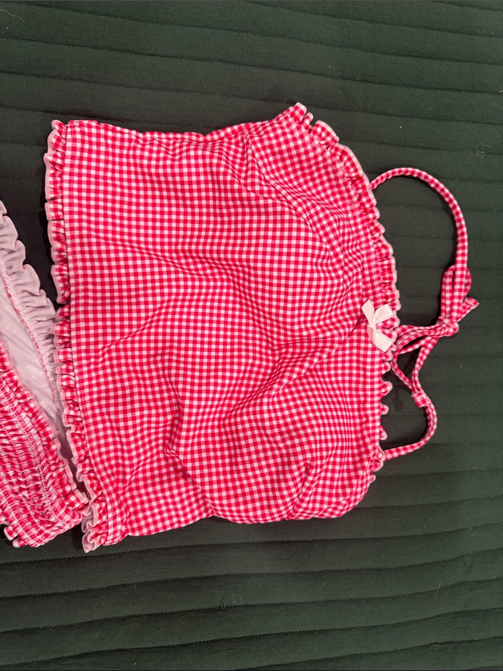 SHEIN Red and White Gingham Ruffle Bikini Set small - Picture 5 of 5